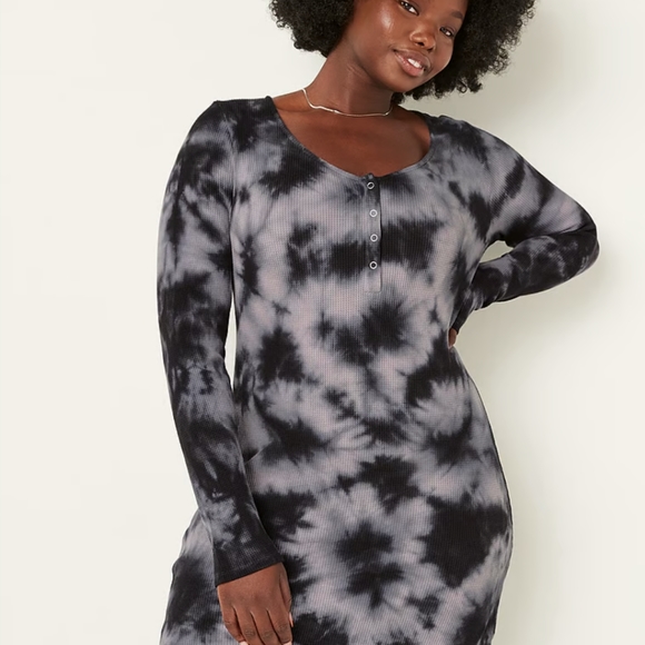 THERMAL LONG SLEEVE HENLEY DRESS - Picture 3 of 7